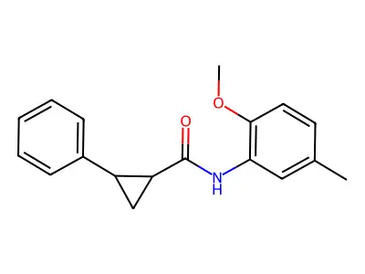 N-(2-methoxy-5-methylphenyl)-2-phenylcyclopropane-1-carboxamide structure
