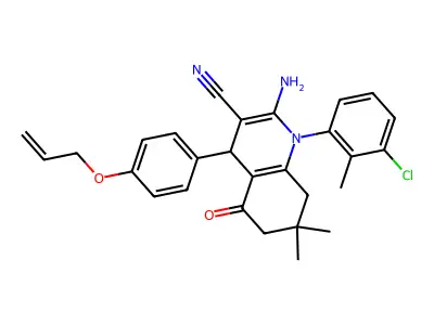 4-[4-(allyloxy)phenyl]-2-amino-1-(3-chloro-2-methylphenyl)-7,7-dimethyl-5-oxo-1,4,5,6,7,8-hexahydro-3-quinolinecarbonitrile structure