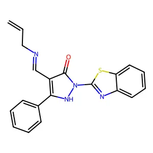 4-[(allylimino)methyl]-2-(1,3-benzothiazol-2-yl)-5-phenyl-1,2-dihydro-3H-pyrazol-3-one structure