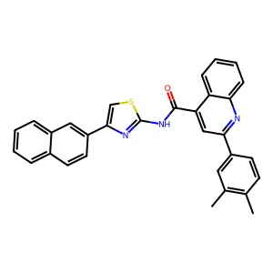 2-(3,4-dimethylphenyl)-N-(4-naphthalen-2-yl-1,3-thiazol-2-yl)quinoline-4-carboxamide structure