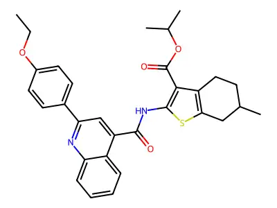isopropyl 2-({[2-(4-ethoxyphenyl)-4-quinolinyl]carbonyl}amino)-6-methyl-4,5,6,7-tetrahydro-1-benzothiophene-3-carboxylate structure