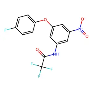 2,2,2-trifluoro-N-[3-(4-fluorophenoxy)-5-nitrophenyl]acetamide structure