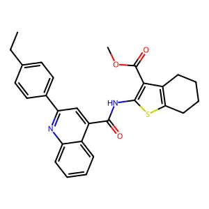 methyl 2-[[2-(4-ethylphenyl)quinoline-4-carbonyl]amino]-4,5,6,7-tetrahydro-1-benzothiophene-3-carboxylate structure