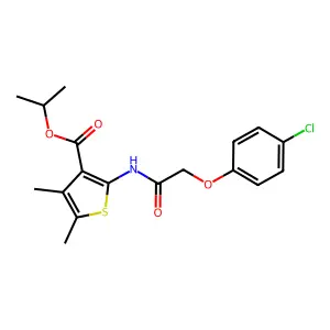 Isopropyl 2-{[(4-chlorophenoxy)acetyl]amino}-4,5-dimethyl-3-thiophenecarboxylate structure