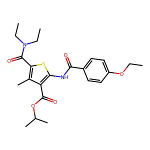 isopropyl 5-[(diethylamino)carbonyl]-2-[(4-ethoxybenzoyl)amino]-4-methyl-3-thiophenecarboxylate structure