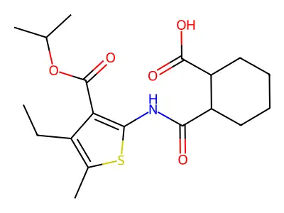 2-({[4-ethyl-3-(isopropoxycarbonyl)-5-methyl-2-thienyl]amino}carbonyl)cyclohexanecarboxylic acid structure