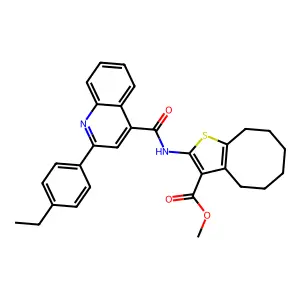 methyl 2-({[2-(4-ethylphenyl)-4-quinolinyl]carbonyl}amino)-4,5,6,7,8,9-hexahydrocycloocta[b]thiophene-3-carboxylate structure