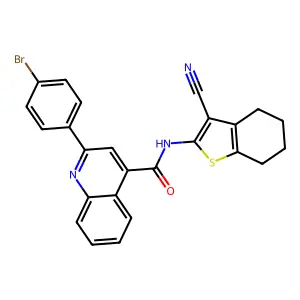 2-(4-bromophenyl)-N-(3-cyano-4,5,6,7-tetrahydro-1-benzothiophen-2-yl)quinoline-4-carboxamide structure