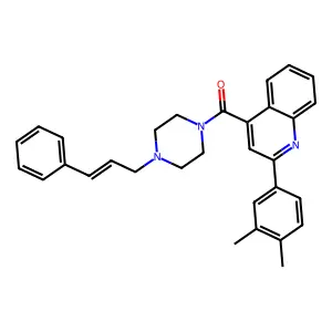[2-(3,4-dimethylphenyl)quinolin-4-yl]-[4-[(E)-3-phenylprop-2-enyl]piperazin-1-yl]methanone structure