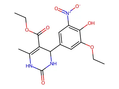ethyl 4-{3-ethoxy-4-hydroxy-5-nitrophenyl}-6-methyl-2-oxo-1,2,3,4-tetrahydro-5-pyrimidinecarboxylate structure