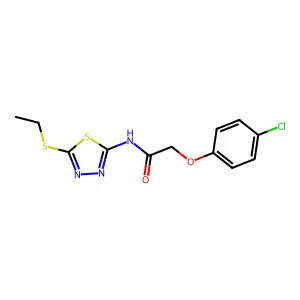 2-(4-chlorophenoxy)-N-[5-(ethylsulfanyl)-1,3,4-thiadiazol-2-yl]acetamide structure