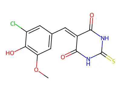 5-(3-chloro-4-hydroxy-5-methoxybenzylidene)-2-thioxodihydro-4,6(1H,5H)-pyrimidinedione structure