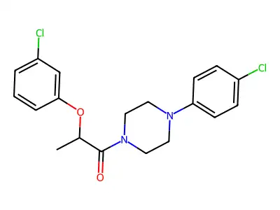 2-(3-Chlorophenoxy)-1-[4-(4-chlorophenyl)piperazin-1-yl]propan-1-one structure