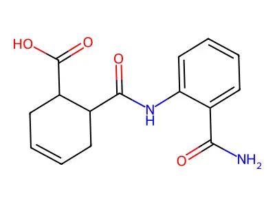 6-[(2-Carbamoylphenyl)carbamoyl]cyclohex-3-ene-1-carboxylic acid structure