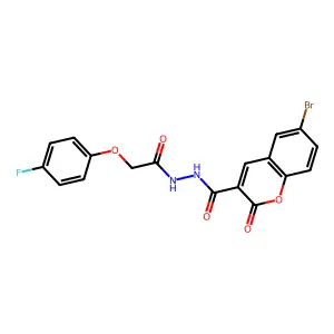 6-bromo-N'-[(4-fluorophenoxy)acetyl]-2-oxo-2H-chromene-3-carbohydrazide structure