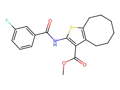 methyl 2-[(3-fluorobenzoyl)amino]-4,5,6,7,8,9-hexahydrocycloocta[b]thiophene-3-carboxylate structure