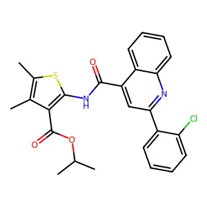 isopropyl 2-({[2-(2-chlorophenyl)-4-quinolinyl]carbonyl}amino)-4,5-dimethyl-3-thiophenecarboxylate structure
