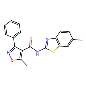 5-methyl-N-(6-methyl-1,3-benzothiazol-2-yl)-3-phenyl-1,2-oxazole-4-carboxamide structure
