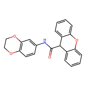 N-(2,3-dihydro-1,4-benzodioxin-6-yl)-9H-xanthene-9-carboxamide structure
