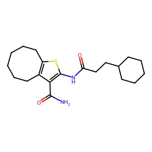 2-(3-cyclohexylpropanoylamino)-4,5,6,7,8,9-hexahydrocycloocta[b]thiophene-3-carboxamide structure