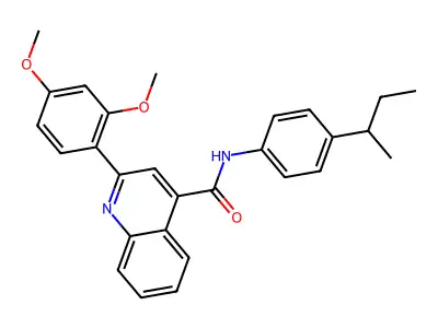 N-(4-butan-2-ylphenyl)-2-(2,4-dimethoxyphenyl)quinoline-4-carboxamide structure