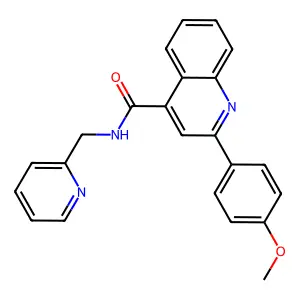 2-(4-methoxyphenyl)-N-(pyridin-2-ylmethyl)quinoline-4-carboxamide structure