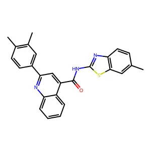 2-(3,4-dimethylphenyl)-N-(6-methyl-1,3-benzothiazol-2-yl)quinoline-4-carboxamide structure