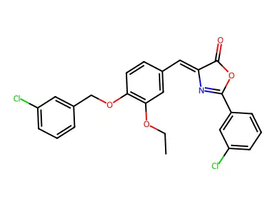 2-(3-Chlorophenyl)-4-[[4-[(3-chlorophenyl)methoxy]-3-ethoxyphenyl]methylene]-5(4H)-oxazolone structure