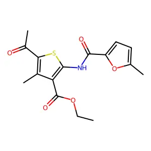 Ethyl 5-acetyl-4-methyl-2-[(5-methyl-2-furoyl)amino]-3-thiophenecarboxylate structure