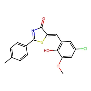(5Z)-5-[(5-chloro-2-hydroxy-3-methoxyphenyl)methylidene]-2-(4-methylphenyl)-1,3-thiazol-4-one structure