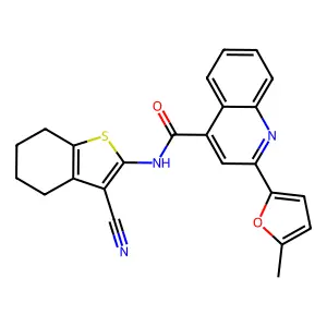 N-(3-cyano-4,5,6,7-tetrahydro-1-benzothiophen-2-yl)-2-(5-methylfuran-2-yl)quinoline-4-carboxamide structure