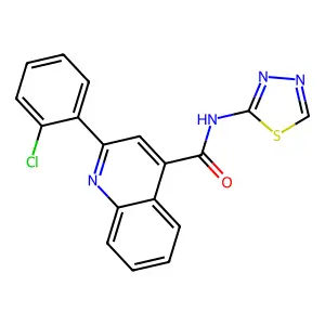 2-(2-chlorophenyl)-N-(1,3,4-thiadiazol-2-yl)quinoline-4-carboxamide structure