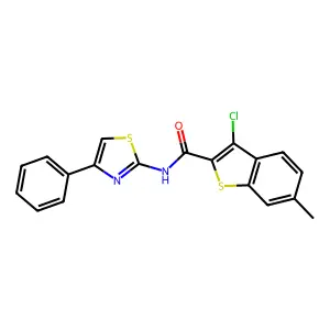 3-chloro-6-methyl-N-(4-phenyl-1,3-thiazol-2-yl)-1-benzothiophene-2-carboxamide structure