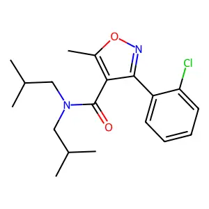 3-(2-chlorophenyl)-5-methyl-N,N-bis(2-methylpropyl)-1,2-oxazole-4-carboxamide structure