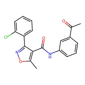 N-(3-acetylphenyl)-3-(2-chlorophenyl)-5-methyl-1,2-oxazole-4-carboxamide structure
