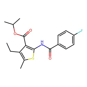 Isopropyl 4-ethyl-2-[(4-fluorobenzoyl)amino]-5-methyl-3-thiophenecarboxylate structure