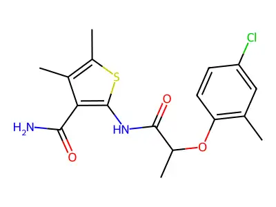 2-[2-(4-chloro-2-methylphenoxy)propanoylamino]-4,5-dimethylthiophene-3-carboxamide structure