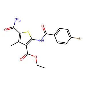 Ethyl 2-[(4-bromobenzoyl)amino]-5-carbamoyl-4-methylthiophene-3-carboxylate structure