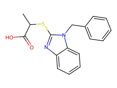2-(1-Benzylbenzimidazol-2-yl)sulfanylpropanoic acid structure