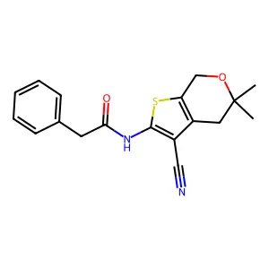 N-(3-cyano-5,5-dimethyl-4,7-dihydrothieno[2,3-c]pyran-2-yl)-2-phenylacetamide structure