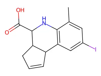 8-iodo-6-methyl-3a,4,5,9b-tetrahydro-3H-cyclopenta[c]quinoline-4-carboxylic acid structure