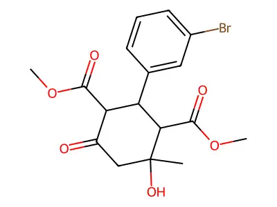Dimethyl 2-(3-bromophenyl)-4-hydroxy-4-methyl-6-oxocyclohexane-1,3-dicarboxylate structure