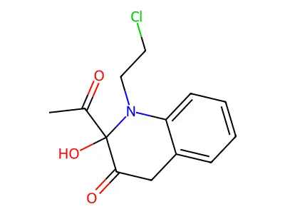 2-acetyl-1-(2-chloroethyl)-2-hydroxy-1,4-dihydro-3(2H)-quinolinone structure