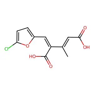 4-[(5-Chloro-2-furyl)methylene]-3-methyl-2-pentenedioic acid structure