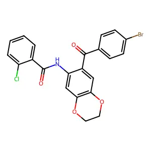 N-[7-(4-bromobenzoyl)-2,3-dihydro-1,4-benzodioxin-6-yl]-2-chlorobenzamide structure