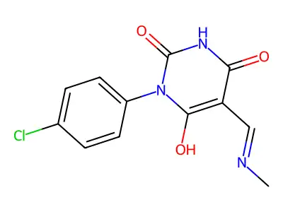1-(4-chlorophenyl)-5-[(methylamino)methylene]-2,4,6(1H,3H,5H)-pyrimidinetrione structure