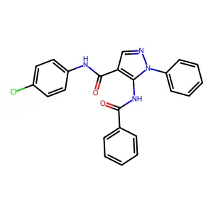 5-benzamido-N-(4-chlorophenyl)-1-phenylpyrazole-4-carboxamide structure