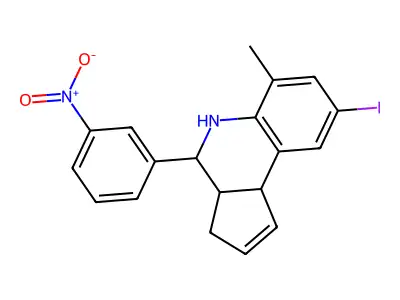 8-iodo-6-methyl-4-(3-nitrophenyl)-3a,4,5,9b-tetrahydro-3H-cyclopenta[c]quinoline structure