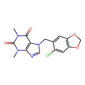 7-[(6-Chloro-1,3-benzodioxol-5-yl)methyl]-1,3-dimethylpurine-2,6-dione structure
