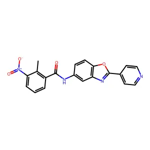 2-methyl-3-nitro-N-(2-pyridin-4-yl-1,3-benzoxazol-5-yl)benzamide structure